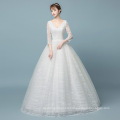 HQ181 Sexy V-neck Fashion Wedding Dress Bridal Gown Plaid Organza Ball Gown Long Sleeve Wedding Dress